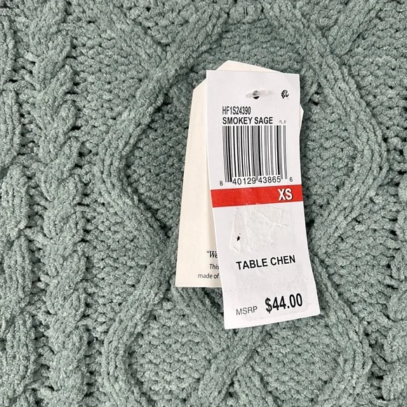 NWT Hippie Rose XS sage green chenille cable knit sweater - Picture 4 of 6